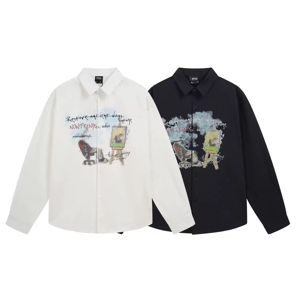 NTVG LONG SLEEVE MAN PAINTING TEE BLACK