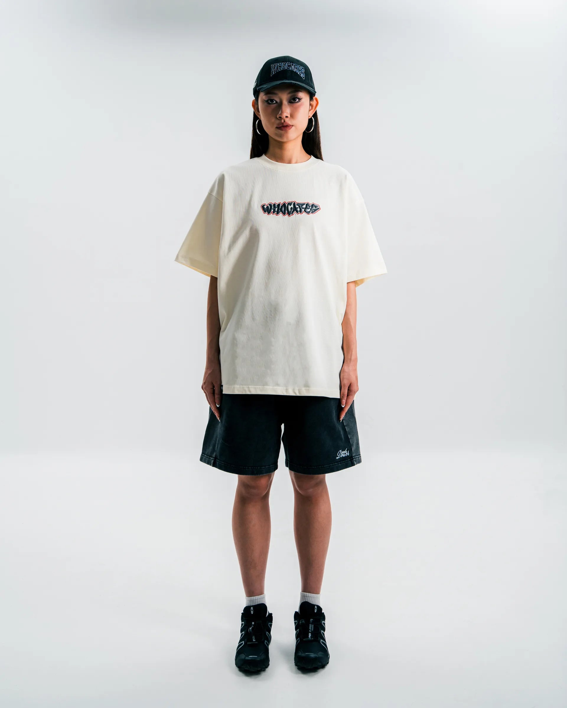 WHOCARES ALL IN EMBROIDERY TEE BEIGE