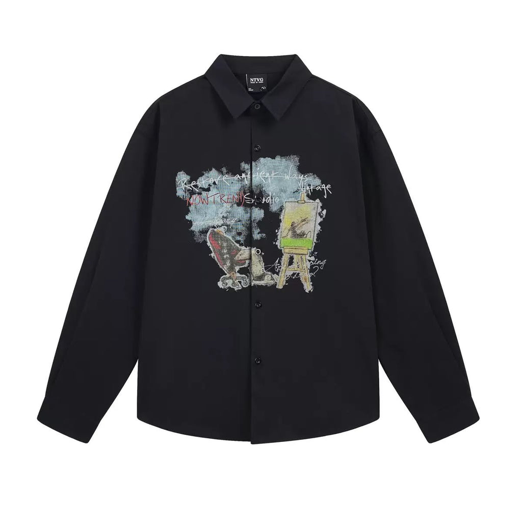 NTVG LONG SLEEVE MAN PAINTING TEE BLACK