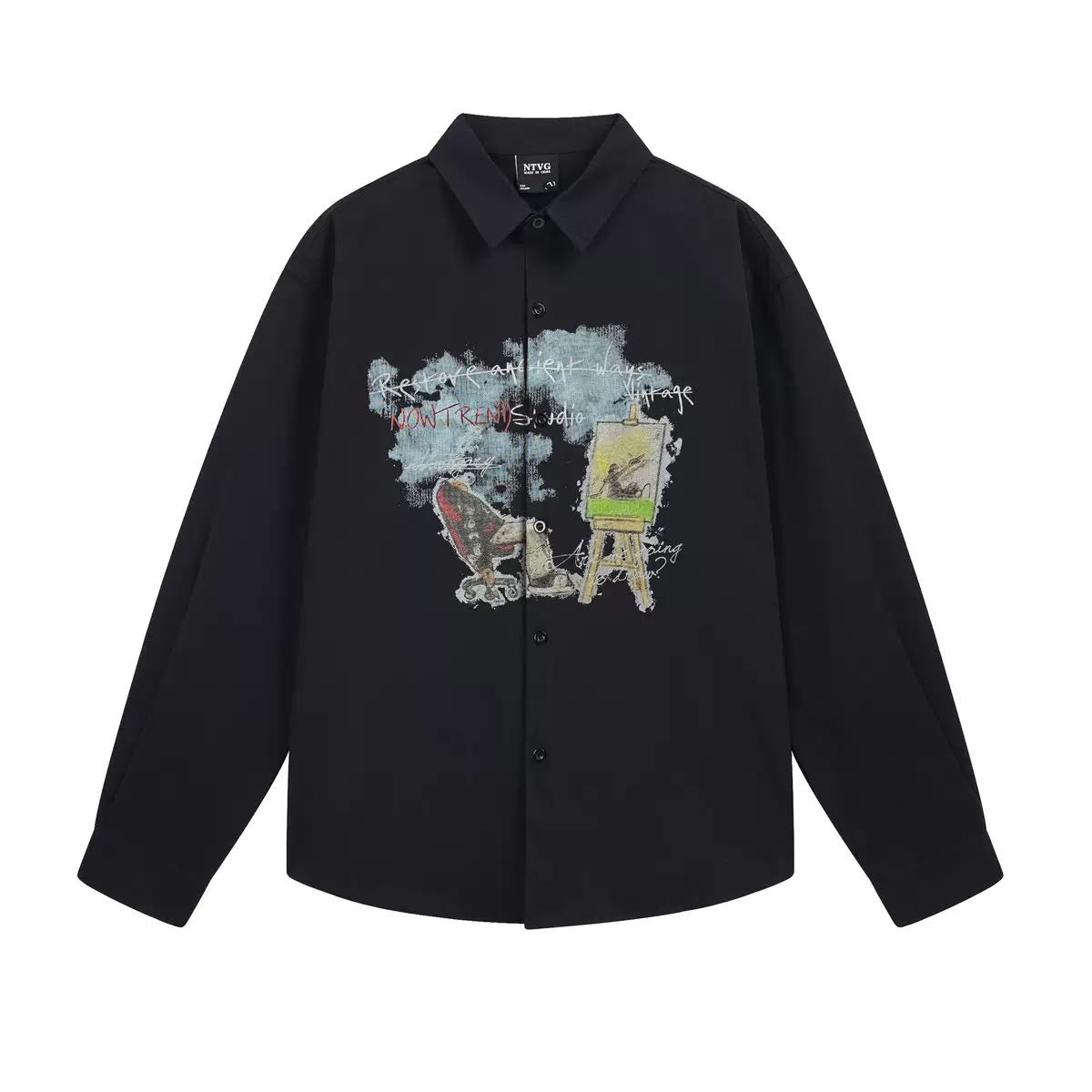 NTVG LONG SLEEVE MAN PAINTING TEE BLACK