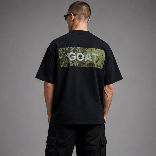 GOAT SNAKESKIN TEE BLACK GREEN