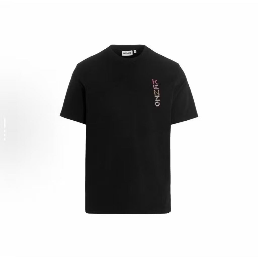 KENZO EMBROIDERY WORDING LOGO BLACK T SHIRT