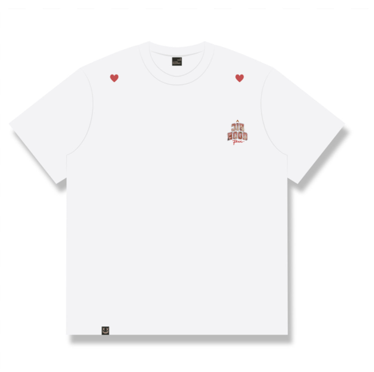 RICKYISCLOWN PINK EMBROIDERY RIC HOOD WHITE T SHIRT