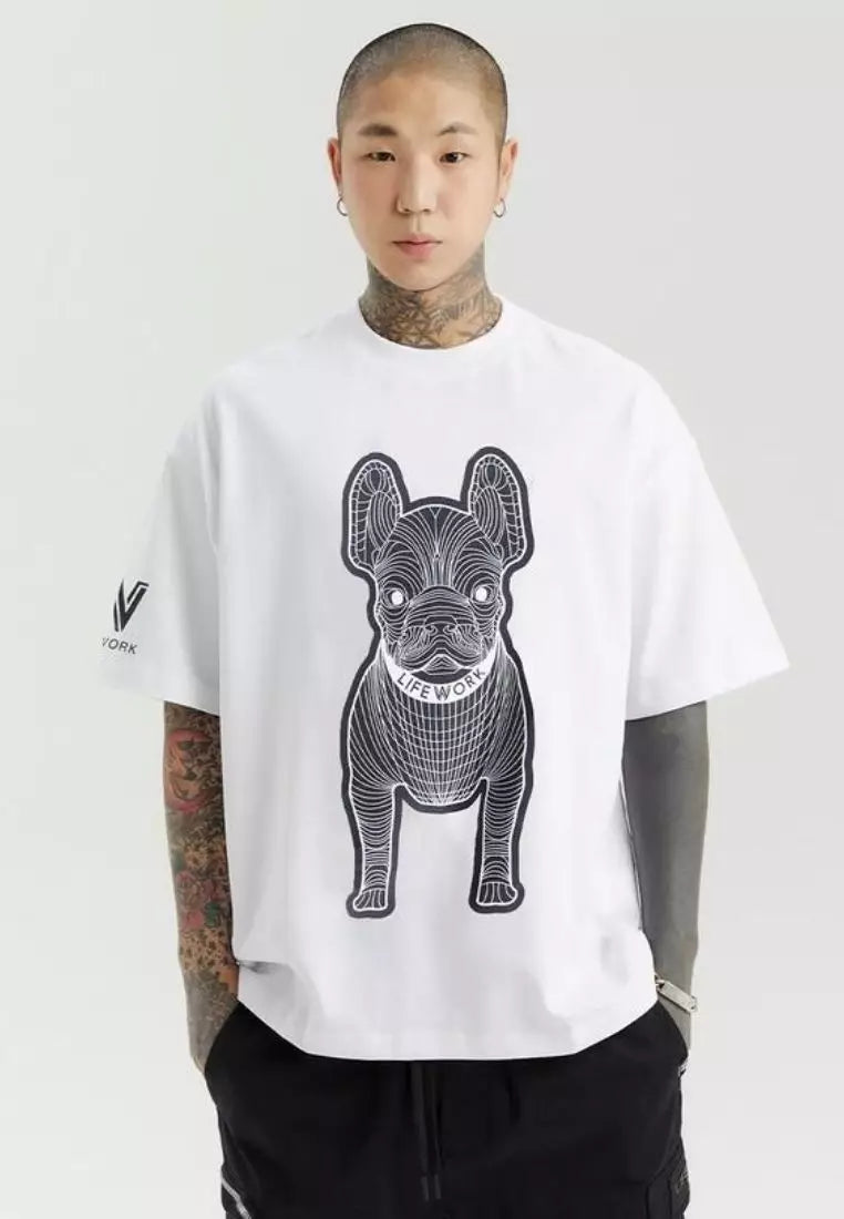 Lifeofwork Big Dogo Logo White Tee