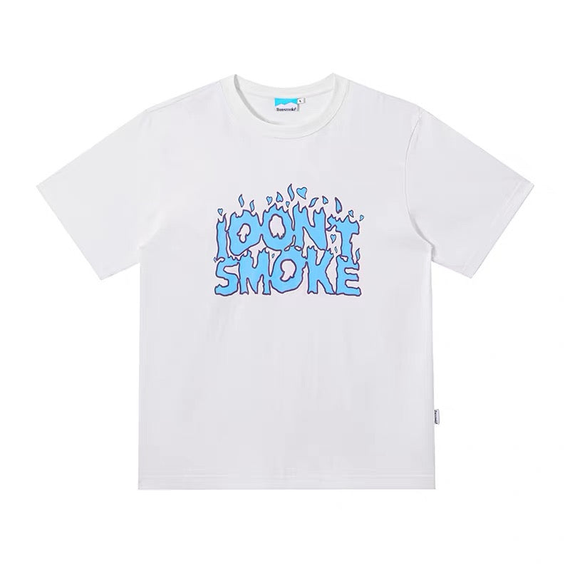 DONTSMOKE BLUE FIRE TEE WHITE