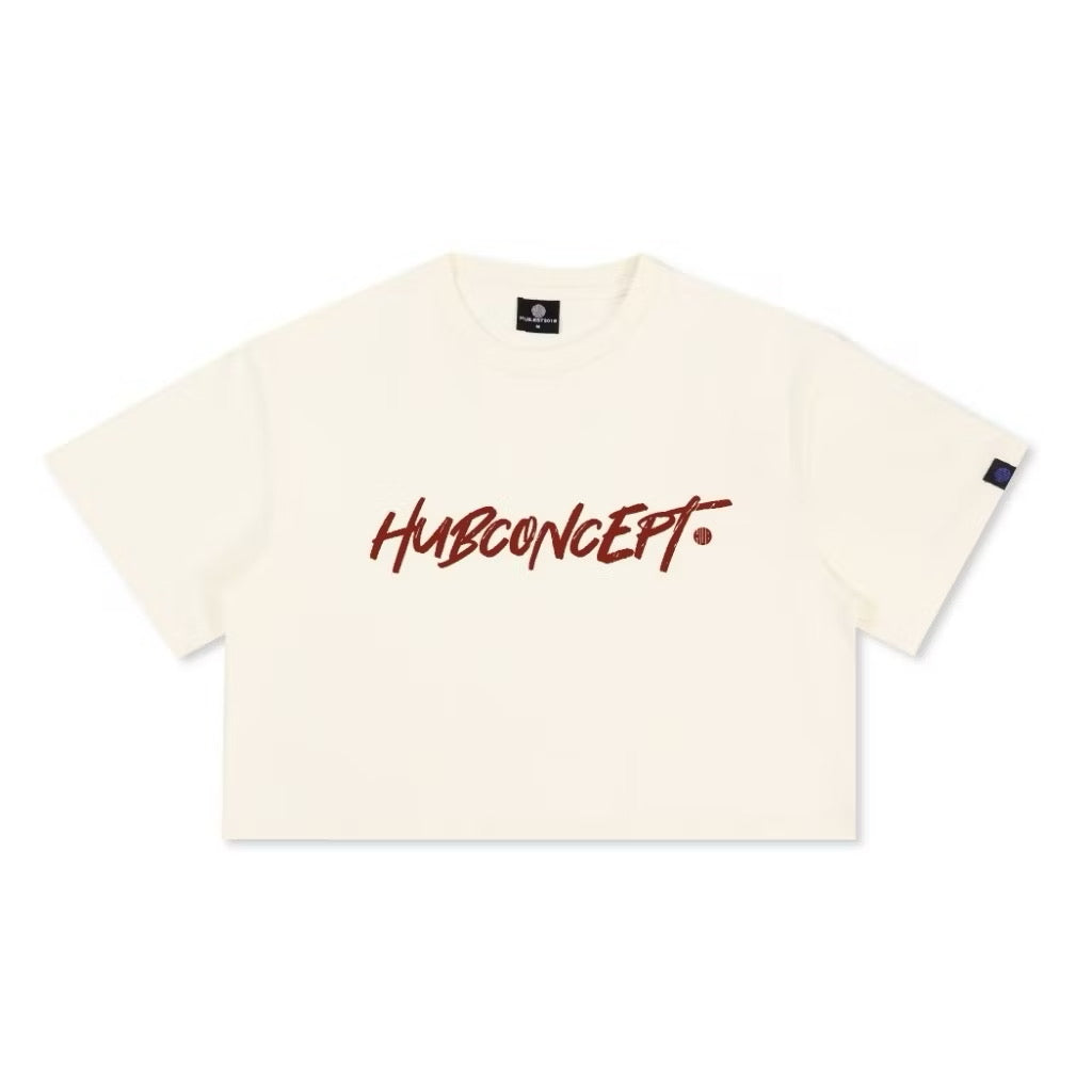 HUBCO REBELLION MANUSCRIPT  CROP TOP BEIGE