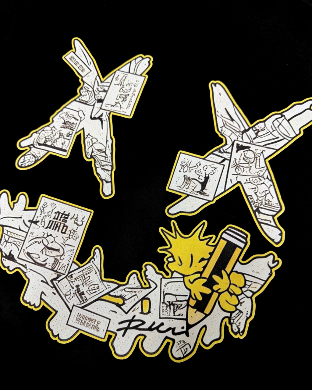 PARODY SMILEY FACE DESIGN 055 BLACK T SHIRT