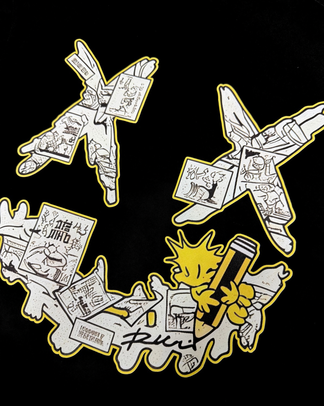 PARODY SMILEY FACE DESIGN 055 BLACK T SHIRT