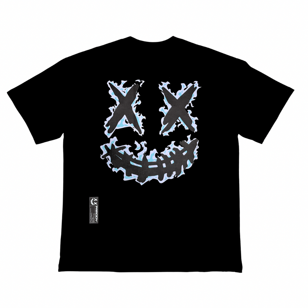 PARODY SMILEY FACE DESIGN 067 BLACK T SHIRT