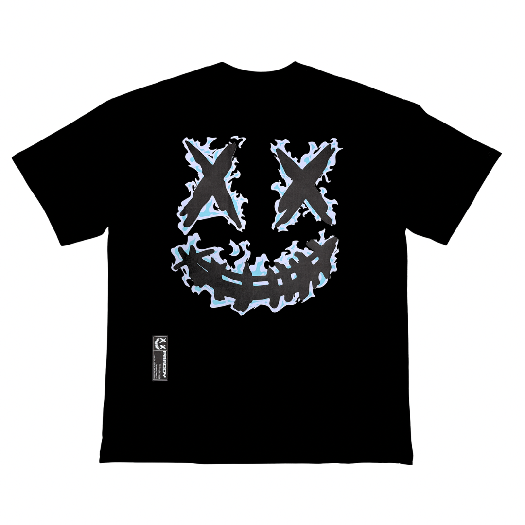 PARODY SMILEY FACE DESIGN 067 BLACK T SHIRT