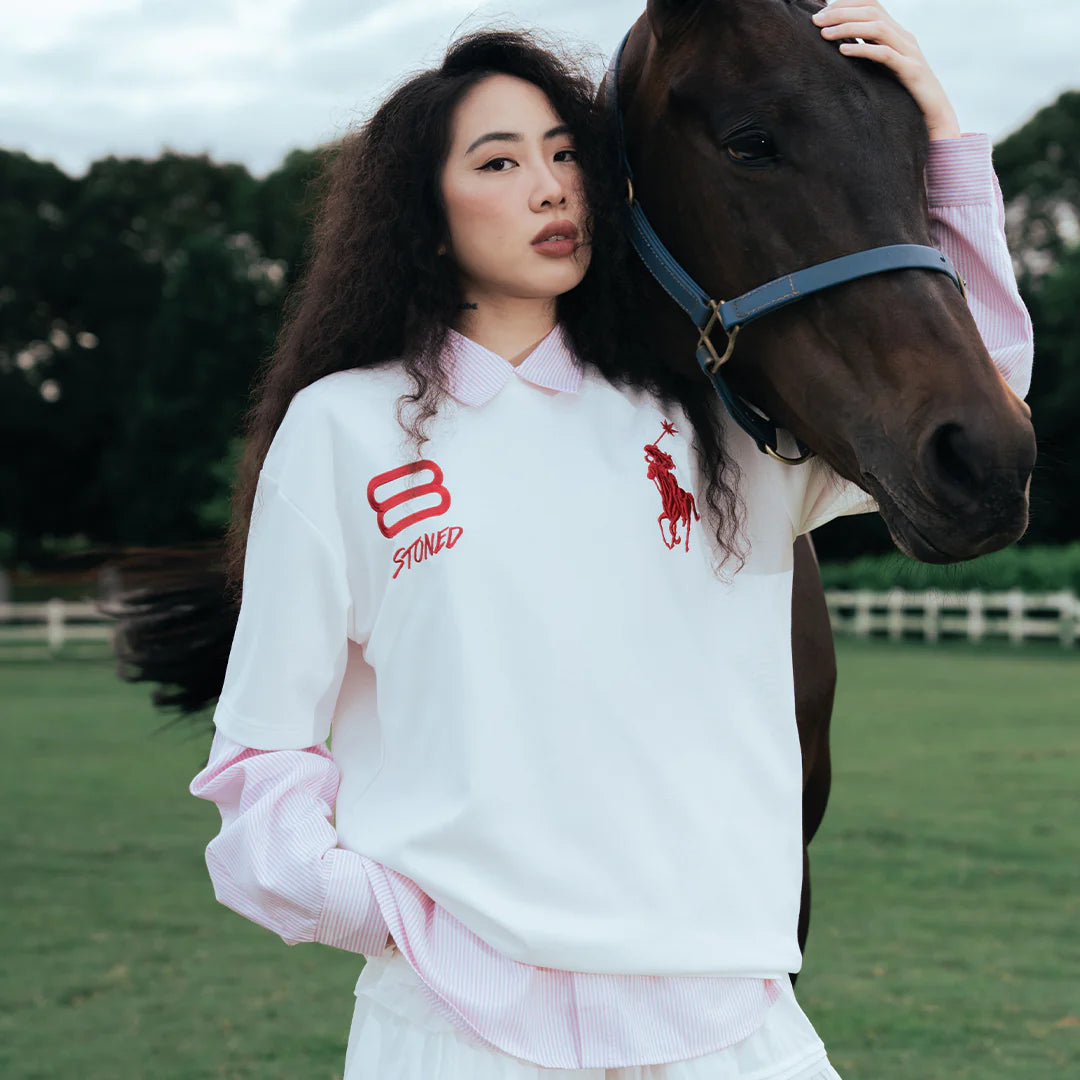 STONED & CO 26: DARK HORSE POLO WHITE TEE