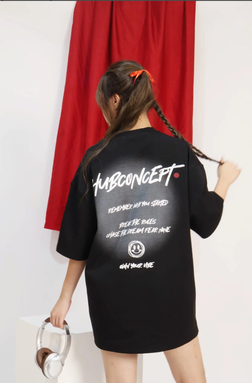 HUBCO REBELLION MANUSCRIPT TEE BLACK