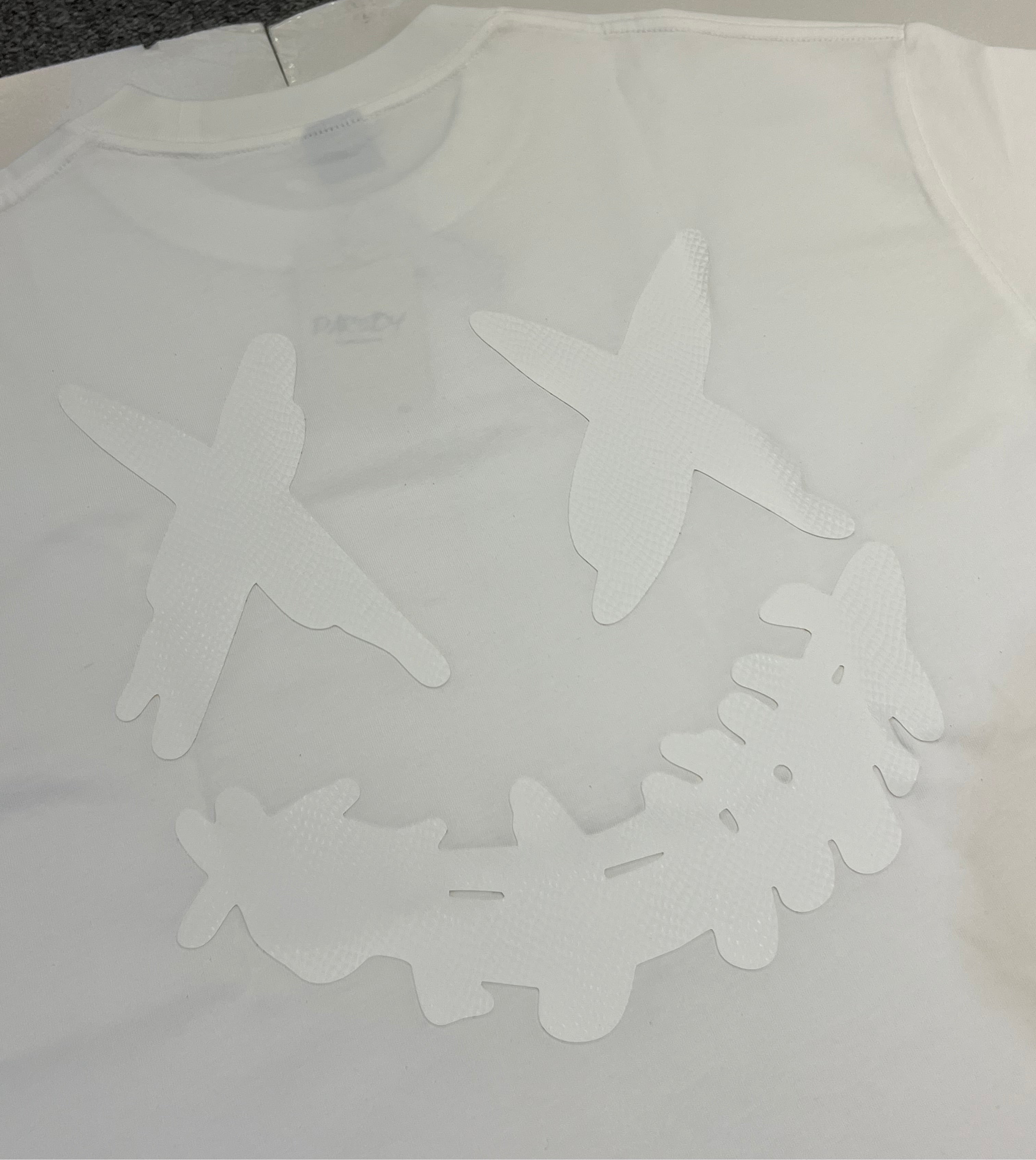 PARODY 3D SMILEY FACE DESIGN 070 WHITE T SHIRT