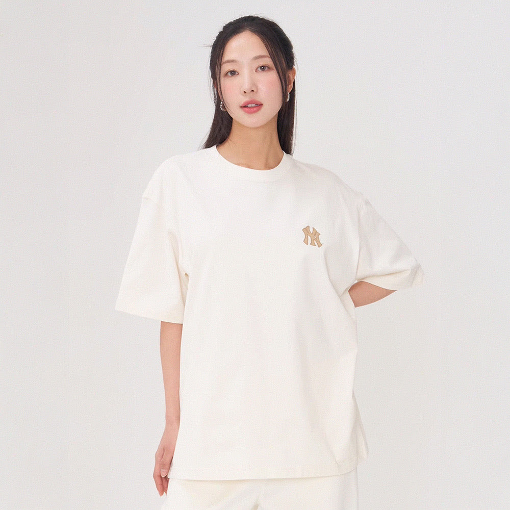 MLB Printed White Monogram Tee Cream