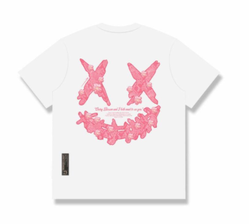 RICKYISCLOWN PINK SAKURA SKIN WHITE T SHIRT