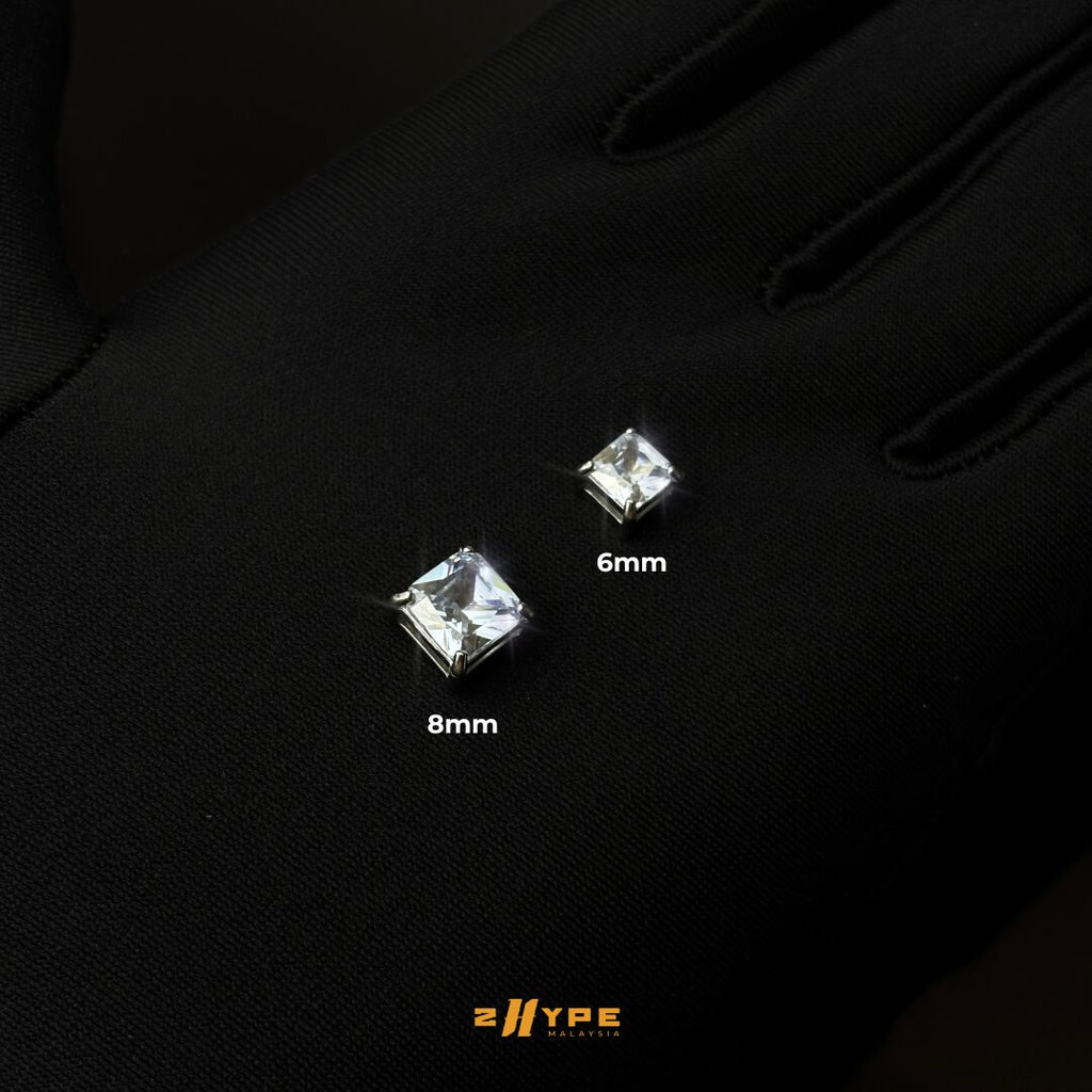 Iced Square Magnetic Earrings