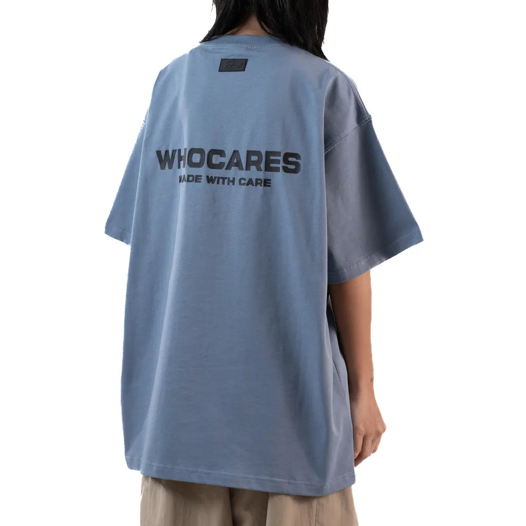 WHOCARES ESSENTIAL LOGO TEE BLUE