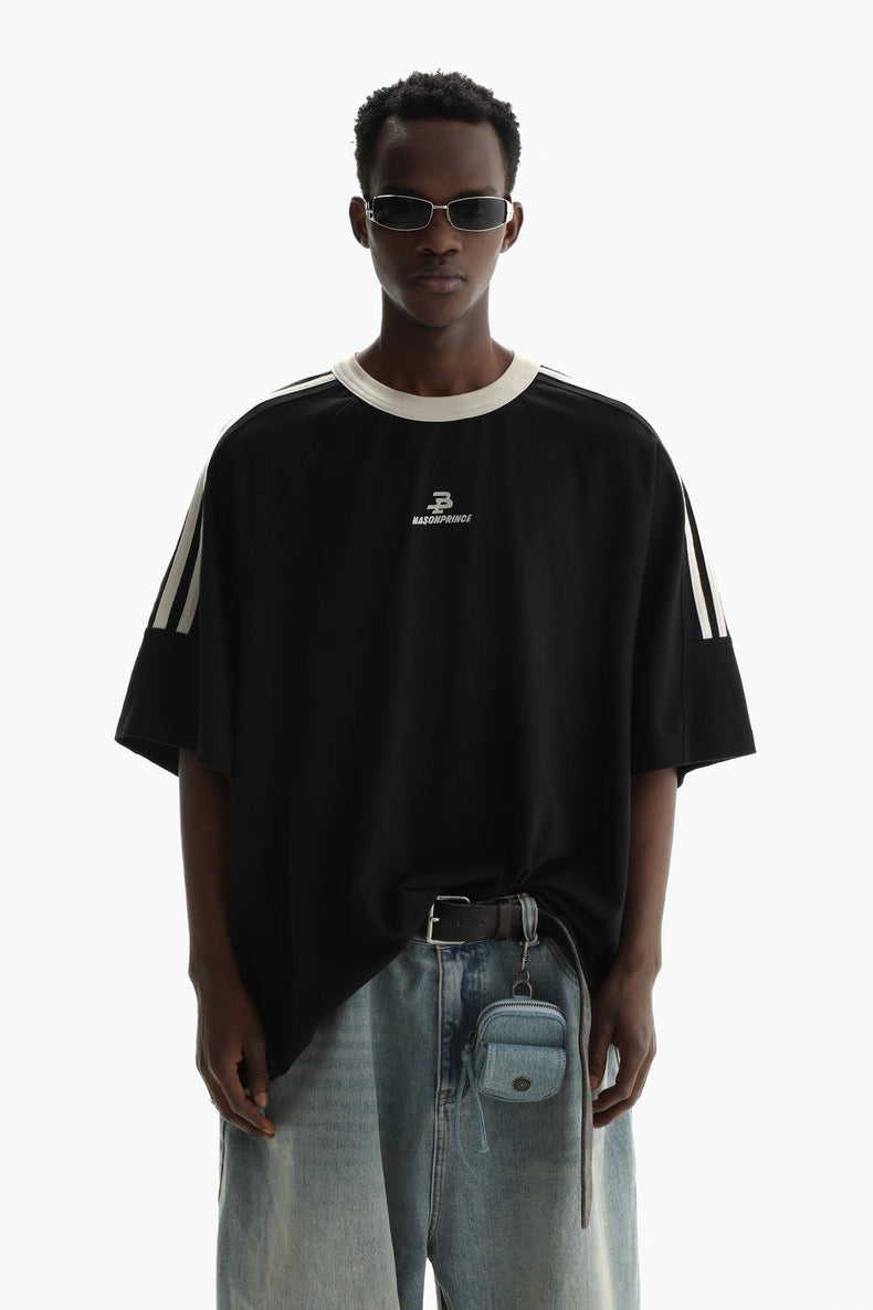 MASONPRINCE SPORT STRIPE BLACK TEE