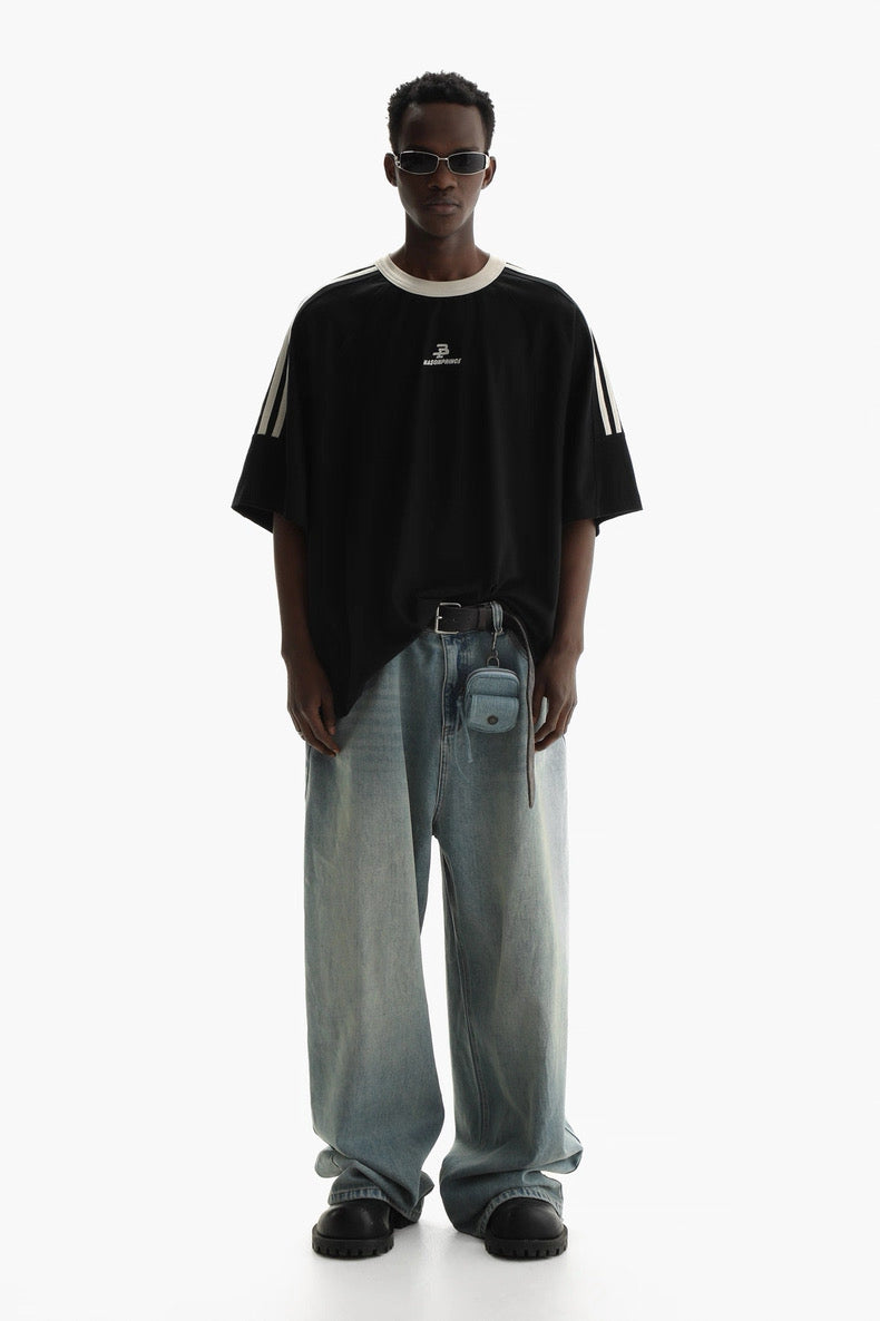 MASONPRINCE SPORT STRIPE BLACK TEE
