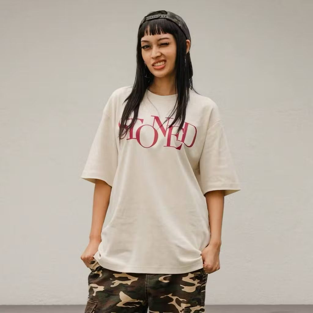 STONED & CO FINISHED LOGO TEE BEIGE