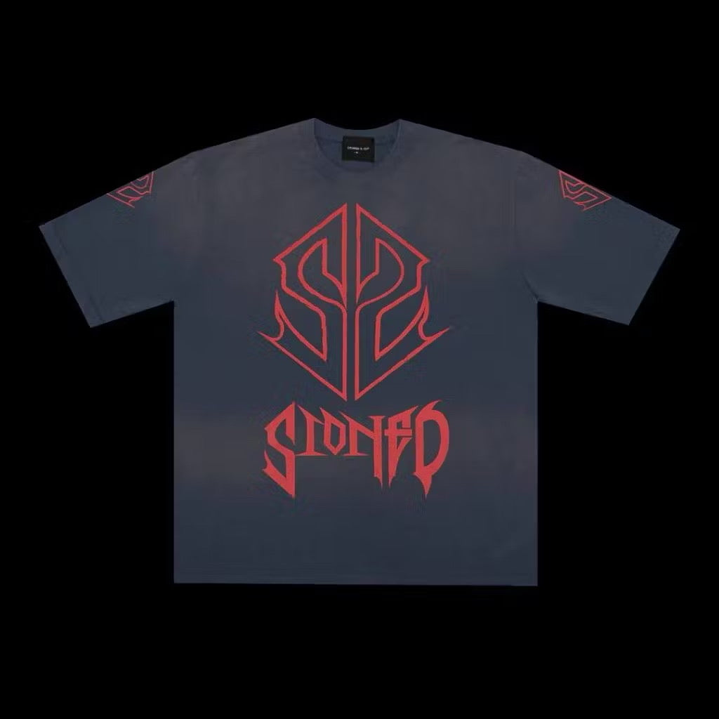STONED WBB25: SS METAL TEE WASHED NAVY