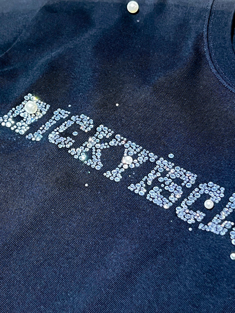 RICKYISCLOWN MARBLE RHINESTONE BLACK TEE