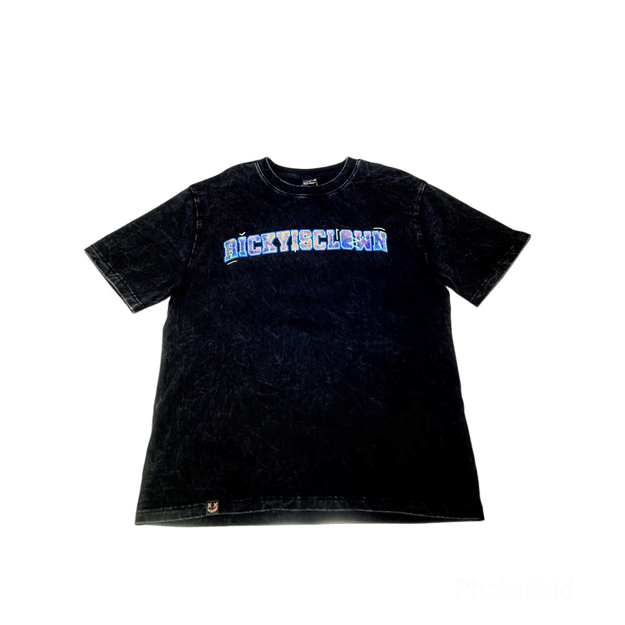 RICKYISCLOWN GREEN RAINBOW WASHED BLACK TEE