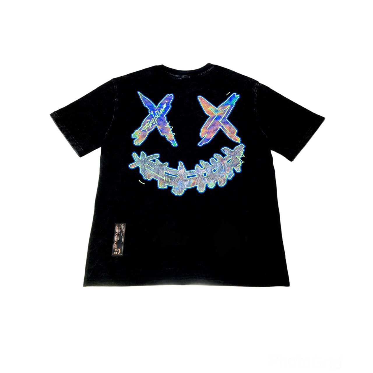 RICKYISCLOWN GREEN RAINBOW WASHED BLACK TEE