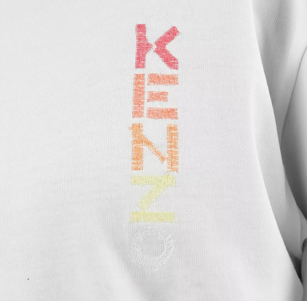 KENZO EMBROIDERED MULTICOLOR LOGO WHITE TEE