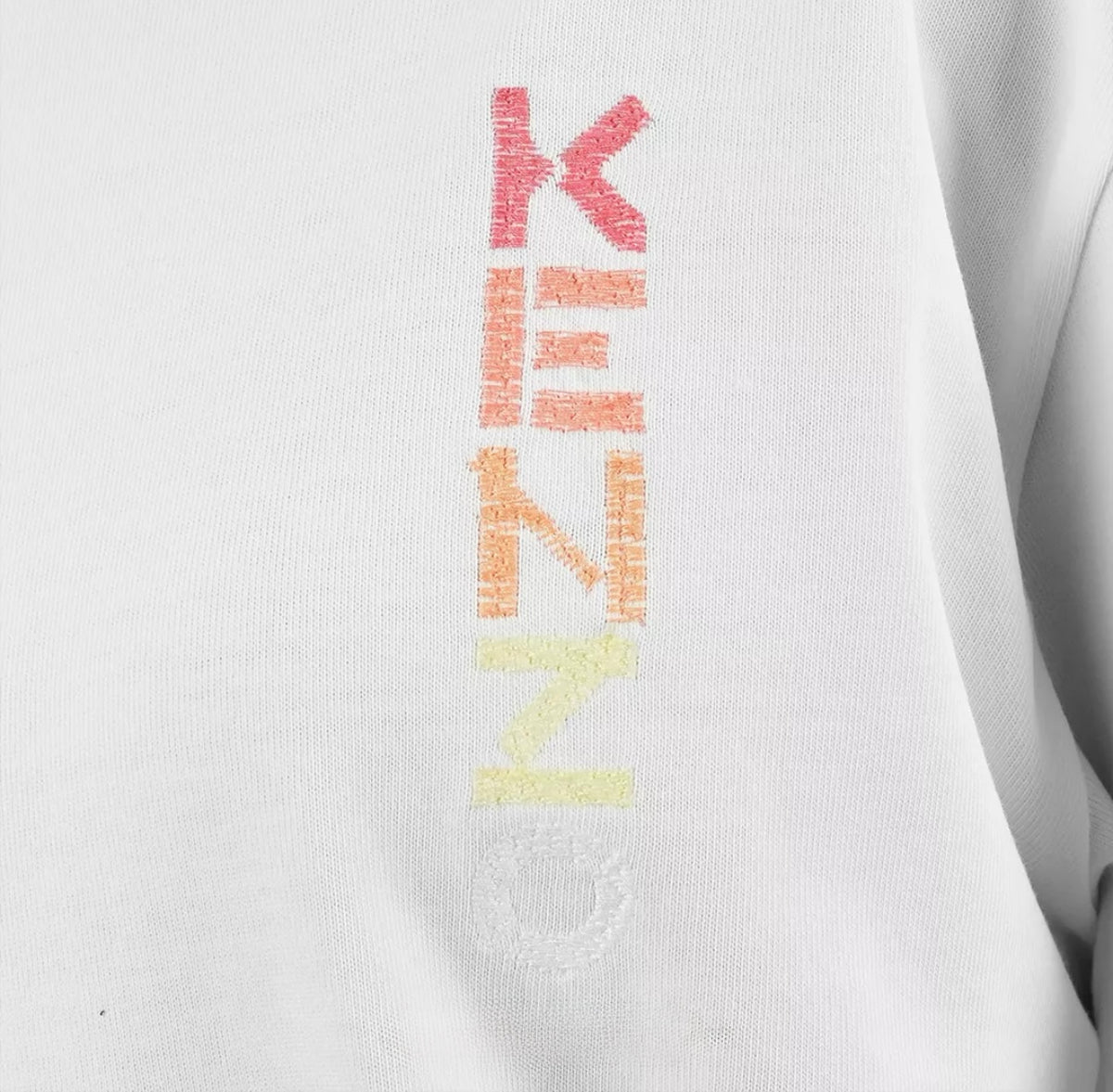KENZO EMBROIDERED MULTICOLOR LOGO WHITE TEE