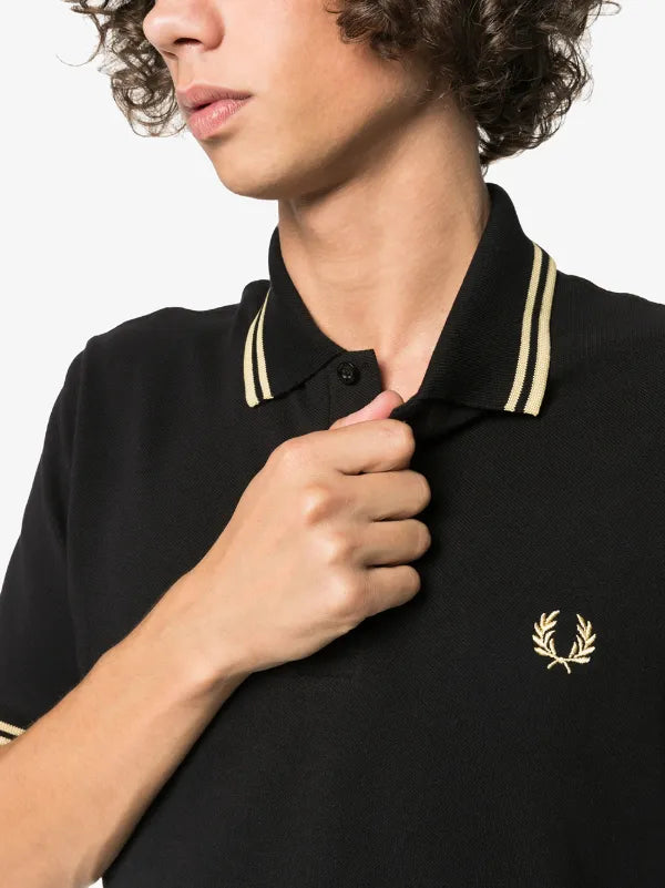 FRED PERRY(twin tipped polo shirt )( gold striped)