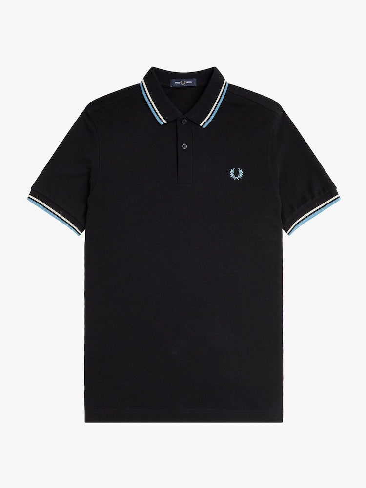FRED PERRY(twin tipped polo shirt )(white & blue striped)