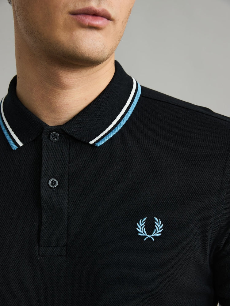 FRED PERRY(twin tipped polo shirt )(white & blue striped)