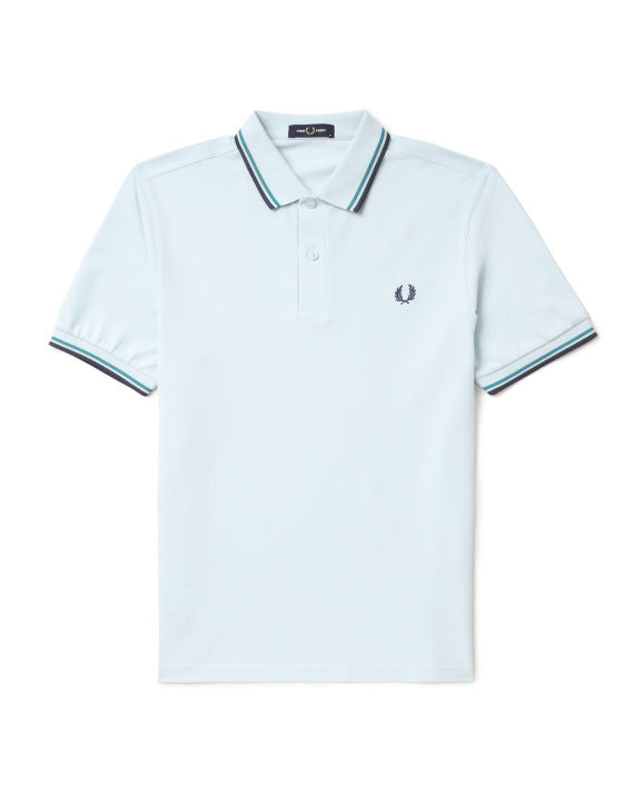 FRED PERRY(twin tipped polo shirt )(blue striped)(soft blue tee)
