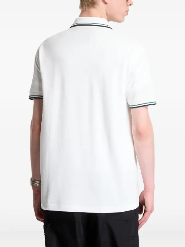 FRED PERRY(twin tipped polo shirt off white )(navy & green striped)