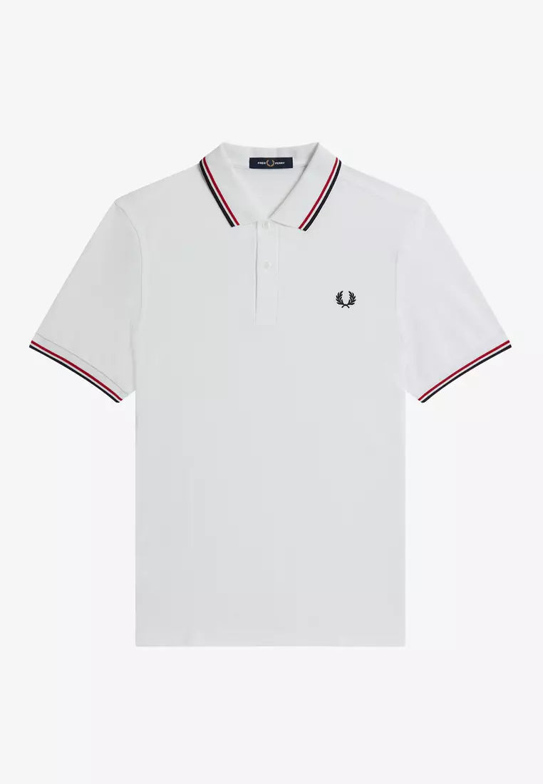 FRED PERRY(twin tipped polo shirt off white )(red & navy striped)