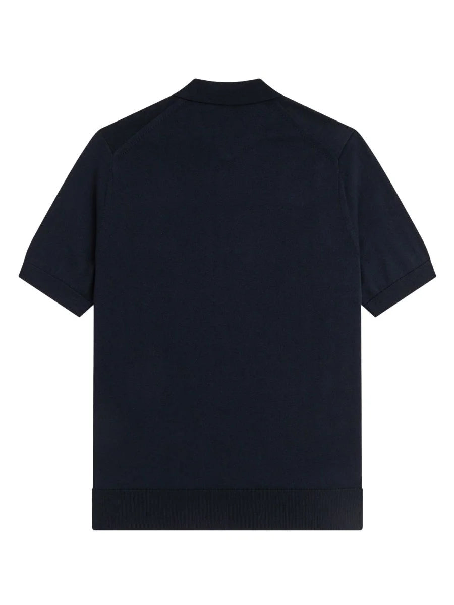 FRED PERRY (classic logo polo shirt) (black tee, brown logo)