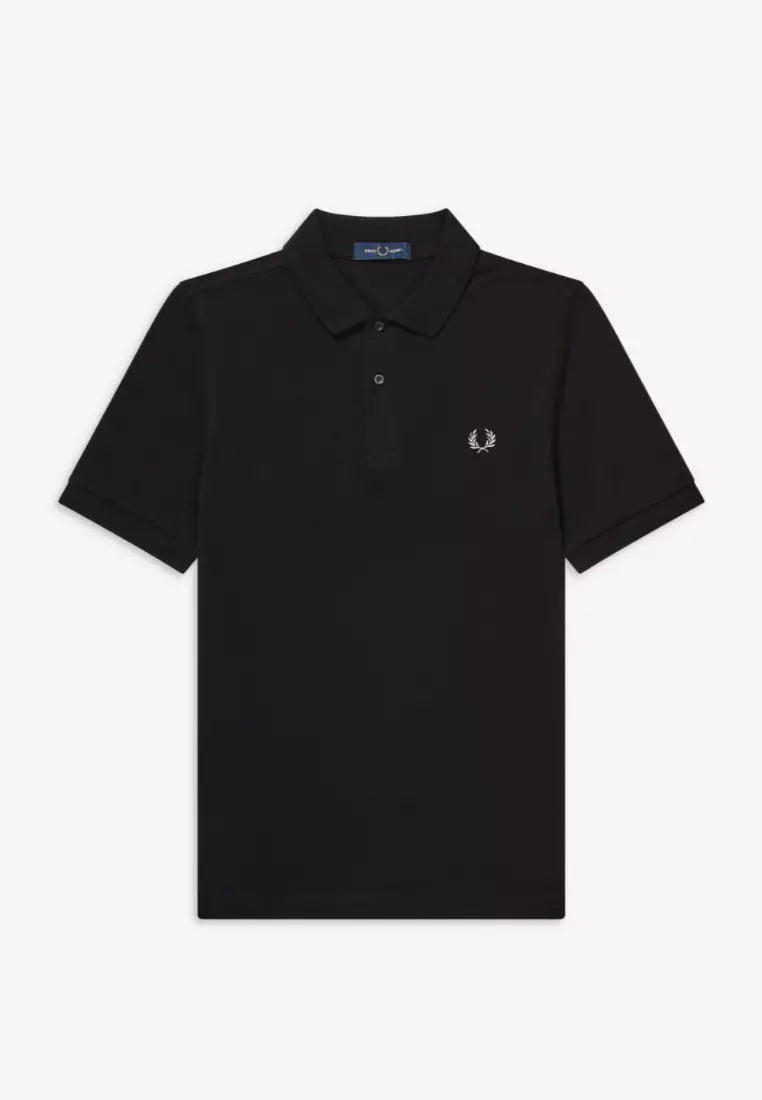 FRED PERRY (classic logo polo shirt) (black tee sliver logo)