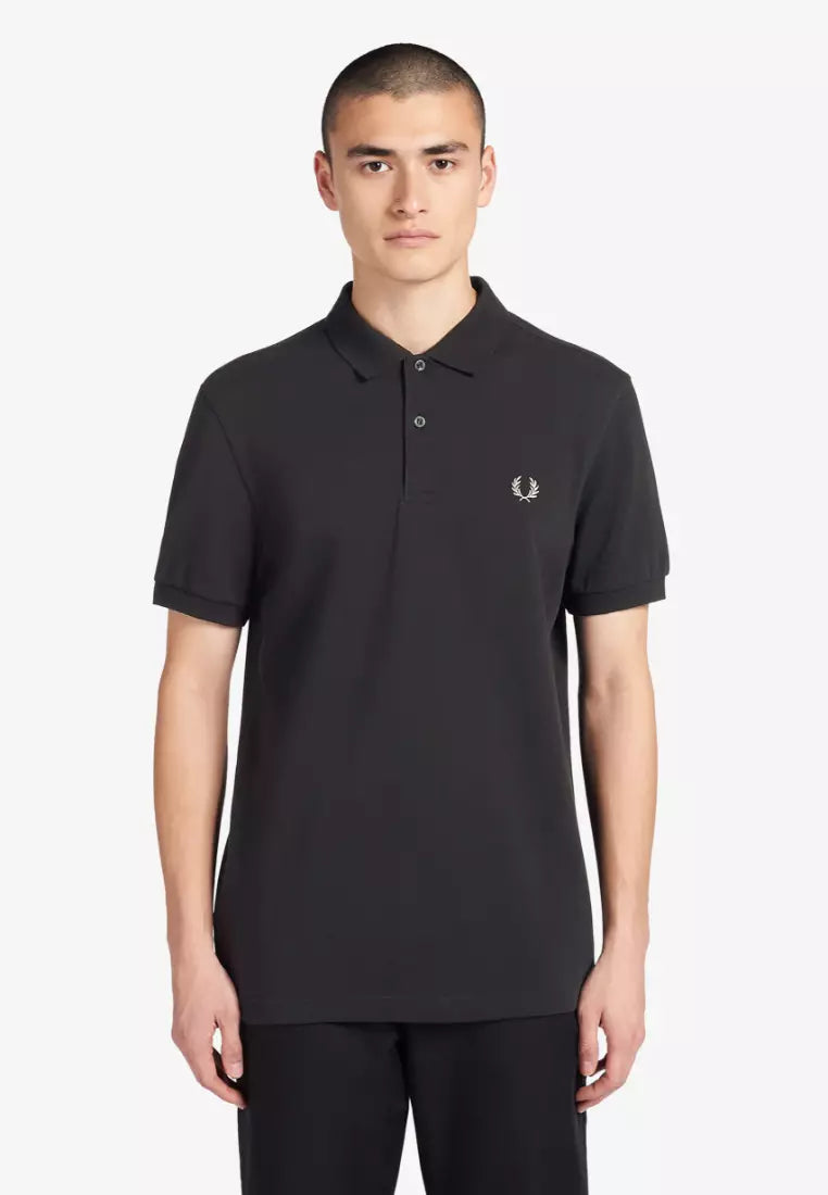 FRED PERRY (classic logo polo shirt) (black tee sliver logo)