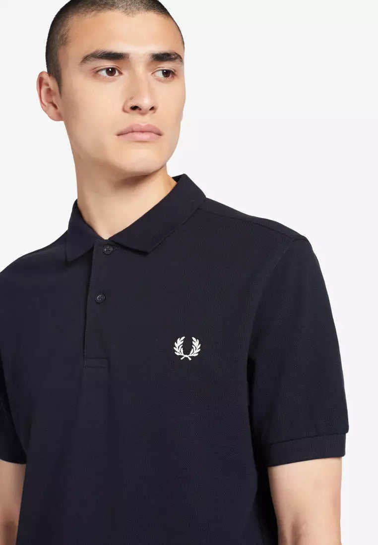 FRED PERRY (classic logo polo shirt) (black tee sliver logo)