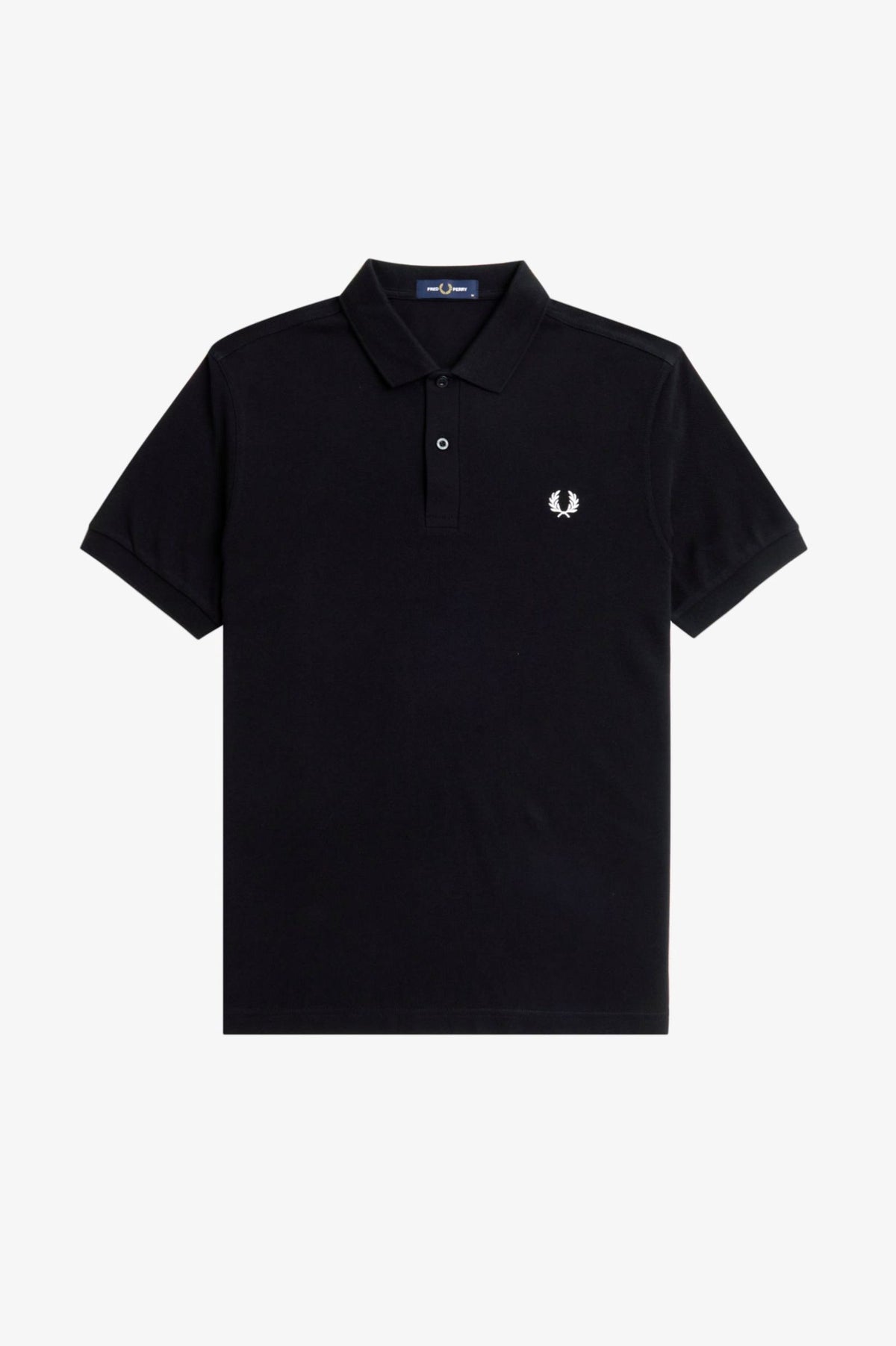 FRED PERRY (classic logo polo shirt) (black tee,white logo) (Copy)