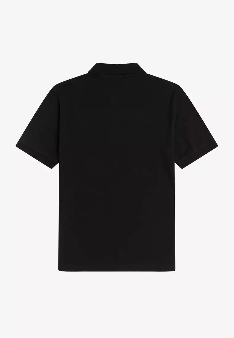 FRED PERRY (classic logo polo shirt) (black tee,gold logo)