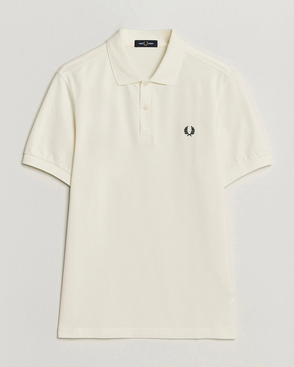 FRED PERRY (classic logo polo shirt) (cream tee, sliver logo)
