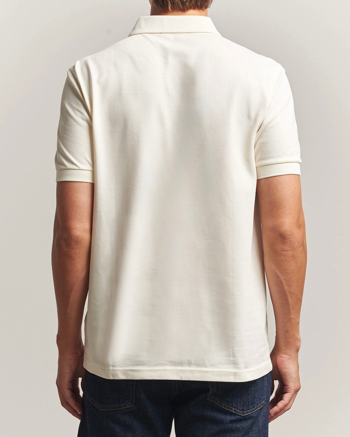 FRED PERRY (classic logo polo shirt) (cream tee, sliver logo)