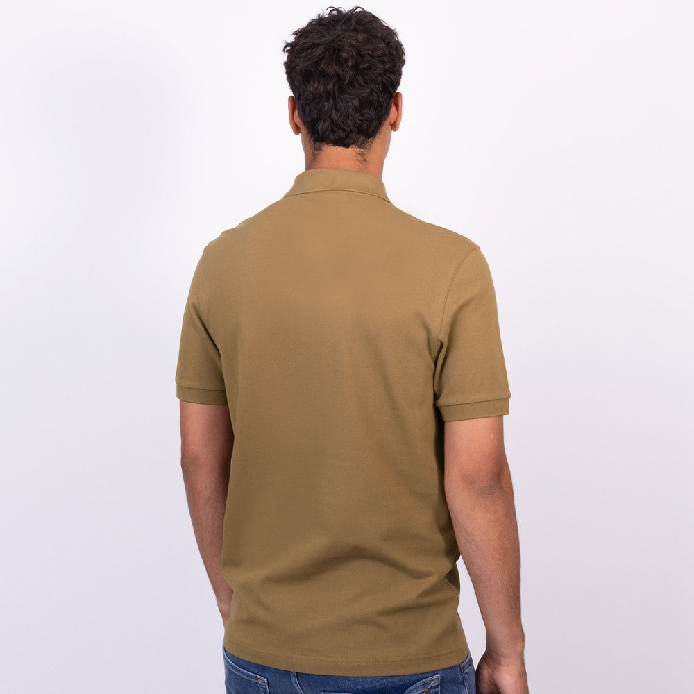 FRED PERRY (classic logo polo shirt) (brown tee, sliver logo)