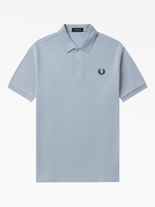 FRED PERRY (classic logo polo shirt) (gray tee,navy logo)