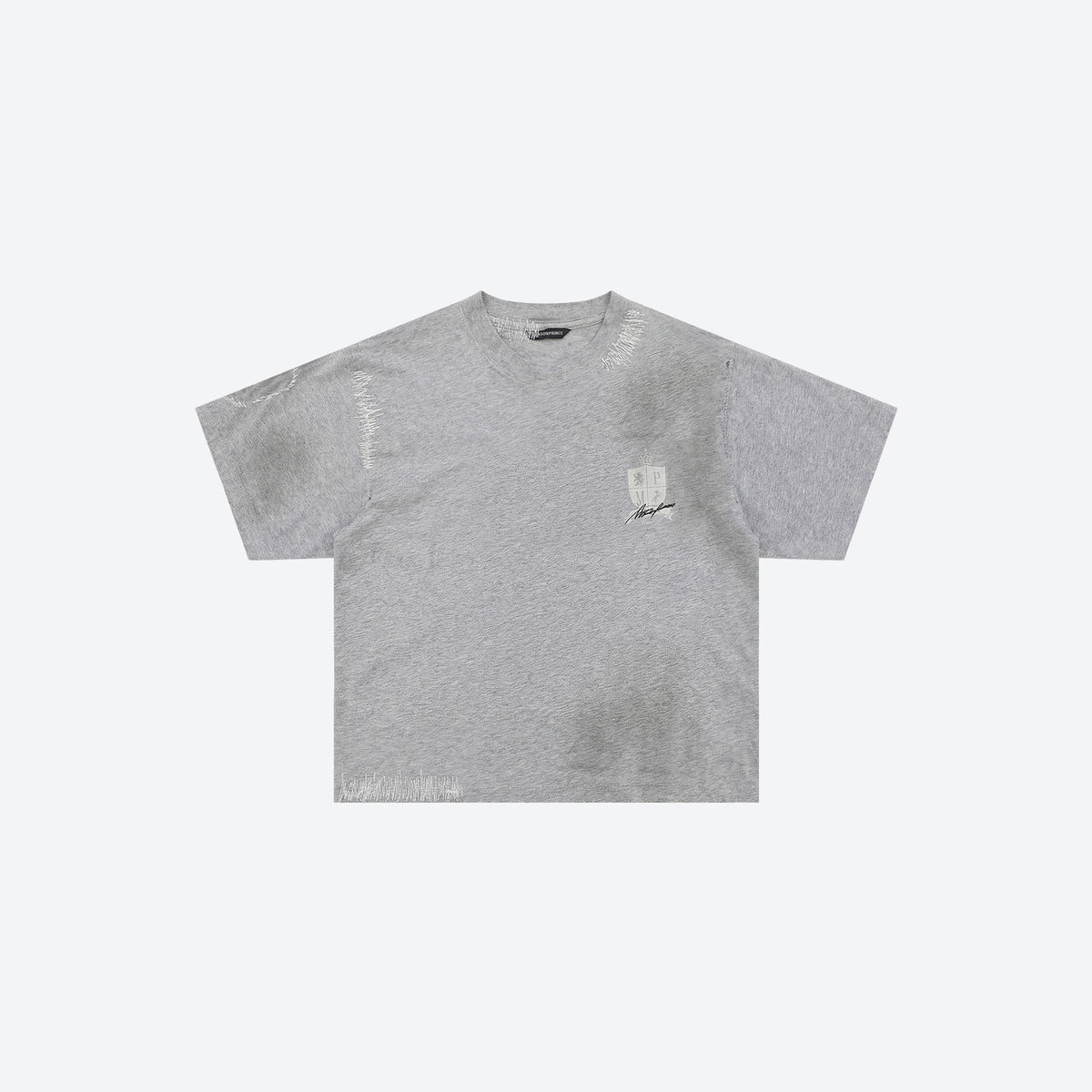 MASONPRINCE Distressed Badge T-shirt grey