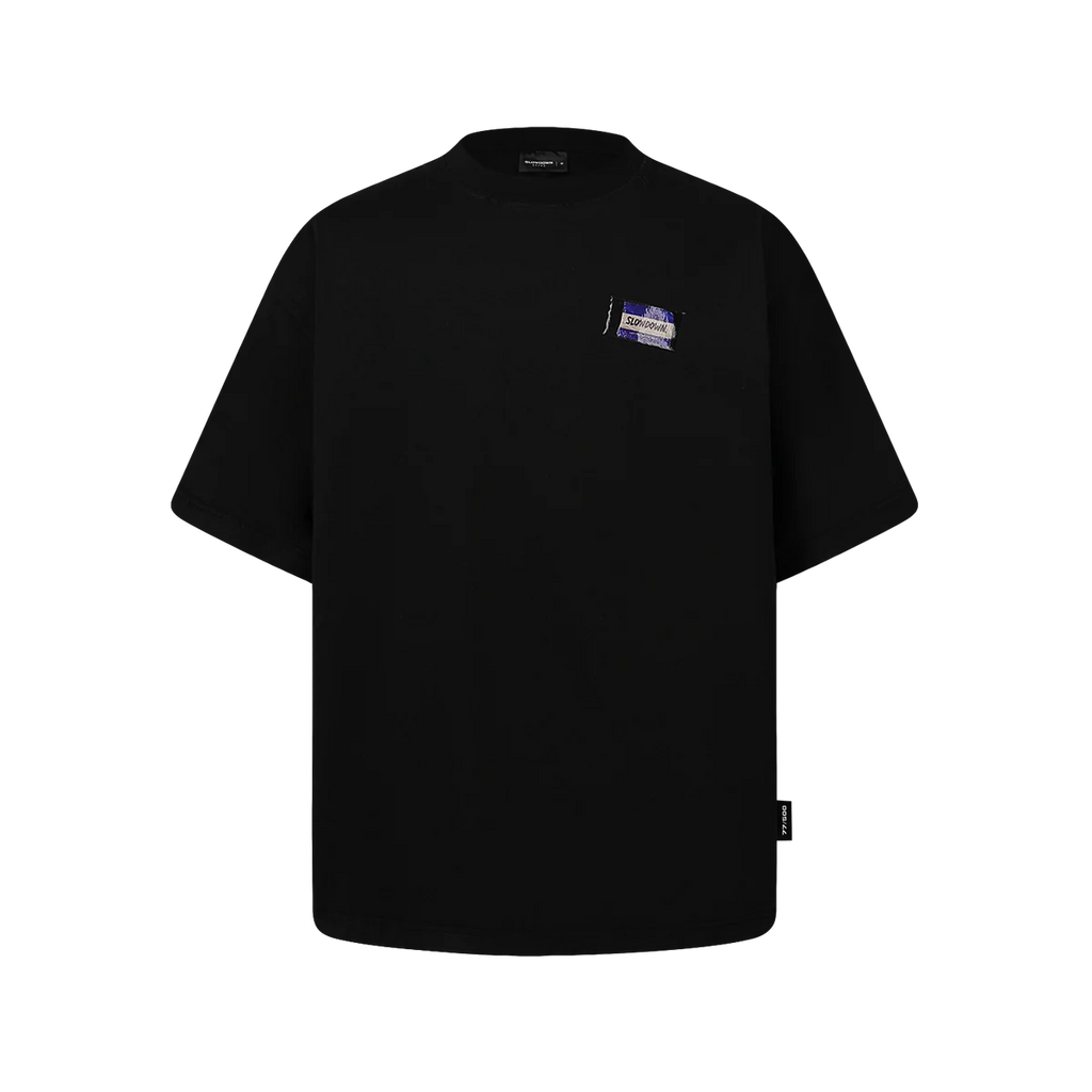 SLOWDOWN TRANSPARENT TAPE BASIC BLACK TEE