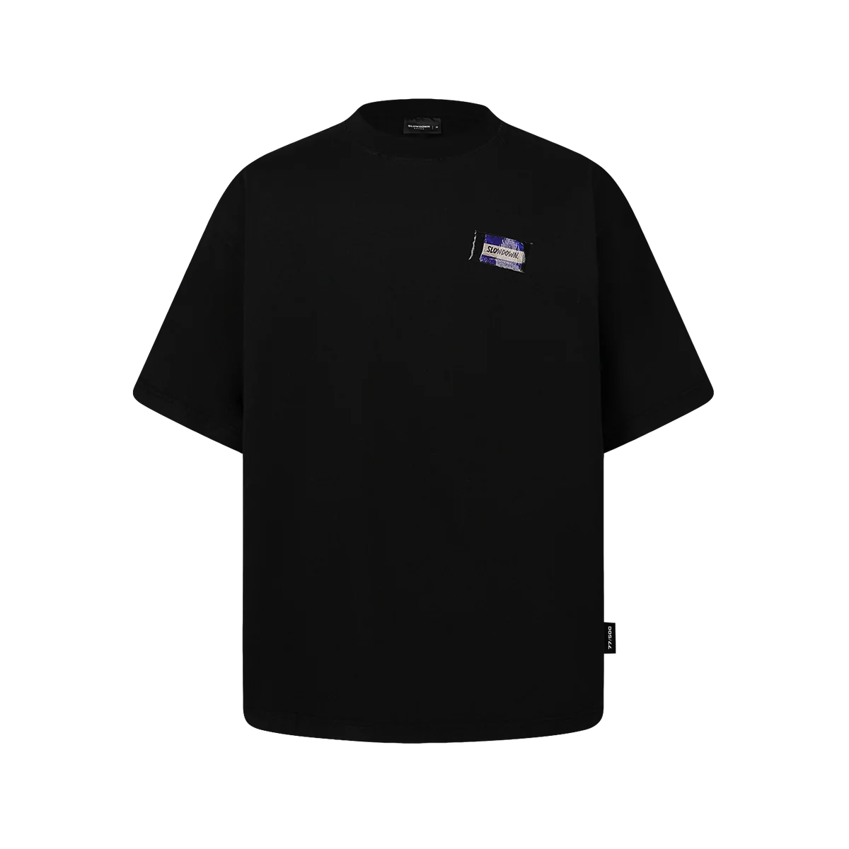 SLOWDOWN TRANSPARENT TAPE BASIC BLACK TEE