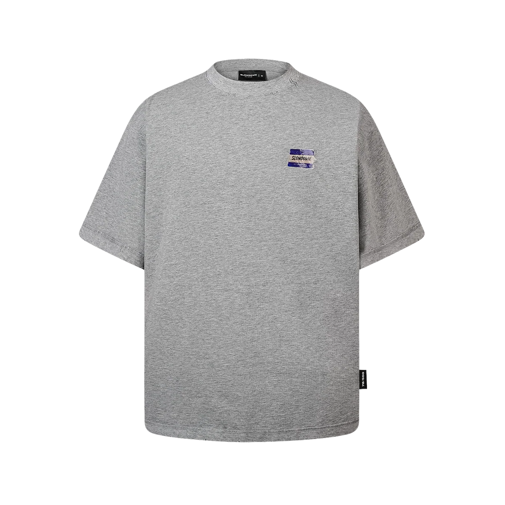 SLOWDOWN TRANSPARENT TAPE BASIC GREY TEE